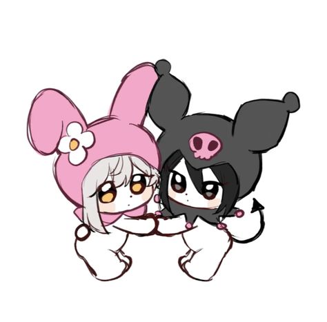 My Melody And Kuromi Matching Pfp, Kurumi And My Melody, Kuromi And My Melody Matching Pfp, My Melody X Hello Kitty, Kuromi And My Melody Aesthetic, Mymelody And Kuromi, Matching Sanrio Pfps, My Melody And Kuromi Pfp, Kuromi X My Melody