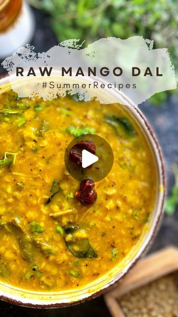 The Excited Cook & Traveller on Instagram: "Raw mango dal  Raw Mango Dal is my absolute fav. Through out the mango season, I keep adding raw mango slices or even left over seeds with some pulp to my dal and relish the tangy flavour they impart to it. If you haven’t tried this recipe, trust me you are missing onto one wonderful summer recipe, Try the recipe and let me know how you liked it.  Let’s see the recipe   (To pressure cook) 1/2 cup toor / arhar dal (30 mins soaked) 1/2 tsp turmeric powder 1 tsp salt 1 raw mango, cubed 1/2 tsp jaggery 2 cups water 1 green chilli  (To make the tempering) 2 tsp ghee 1/4 tsp hing / asafoetida  1/2 tsp cumin seeds 1/2 tsp mustard seeds 2 dry red chillies 1 tsp chopped ginger 2 crushed garlic 8-10 curry leaves 1 tsp red chilli powder Fresh coriander leav Veg Curry, Dal Recipe, Green Chilli, Crushed Garlic, Chilli Powder, Curry Leaves, Relish, High Protein Recipes, Pressure Cooking