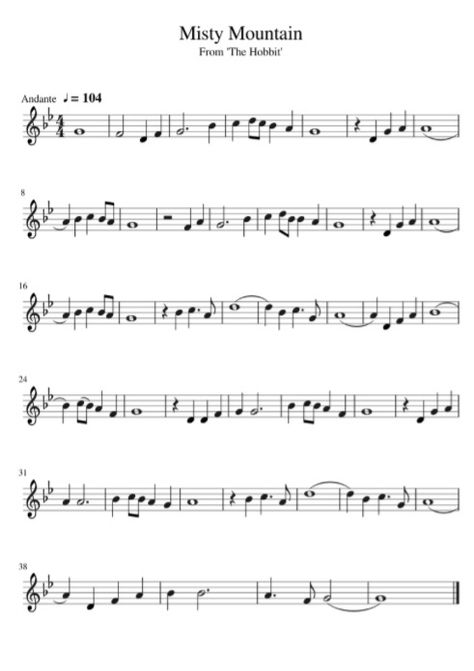 Another version of Misty Mountain from The Hobbit The Misty Mountains Cold, Misty Mountains, Misty Mountain, Recorders, Lord Of The Rings, The Hobbit, Violin, Sheet Music, Band