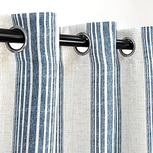 DriftAway Chris Vertical Striped Pattern Linen Blend Lined Thermal Insulated Blackout and Room Darkening Grommet Linen Curtains for Farmhouse Printed 2 Panels 52 Inch by 36 Inch Jean Navy Curtain Dorm Curtains, Blue Curtains Living Room, Blue Striped Curtains, Nautical Curtains, Navy Curtains, Plaid Curtains, Blue Curtains, Trendy Home Decor, Lined Curtains