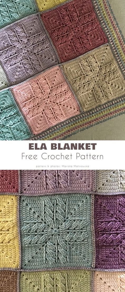 Ela Blanket Crochet Blanket Pattern Free Modern Granny Squares, Crochet Panels Afghan Pattern Free, Modern Granny Square Crochet Free, Different Granny Square Patterns Crochet Blocks, Granny Square Blanket 2 Colors, Filet Crochet Square Patterns Free, Crochet Squares Blanket Patterns, Granny Square Sampler Afghan, Crochet Block Afghan Patterns Free