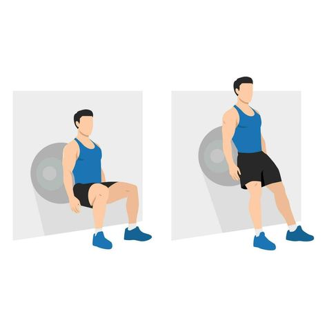 Man doing Stability or Swiss ball wall squat exercise. Wall Squats, Exercise Wall, Squat Exercise, Wall Squat, Swiss Ball, Squat Workout, Stability Ball, Wedding People, Cityscape Photos