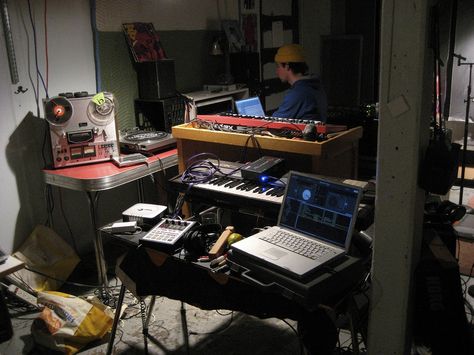 Messy Music Studio, Drooling Emoji, Tape Machine, Dark Basement, Basement Home, Demon Days, Midwest Emo, Pirate Games, Home Studio Setup