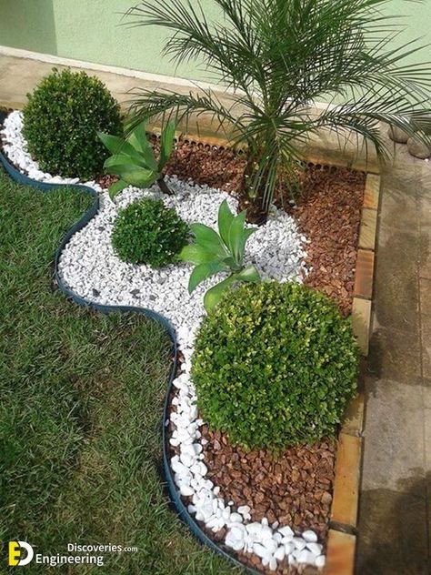 35 Lovely Garden Design Ideas You Will Fall In Love With - Engineering Discoverie… in 2022 | Front yard garden design, Front yard landscaping design, Front yard landscaping White Gravel Landscaping, Gravel Landscaping Ideas, White Gravel, Gravel Landscaping, 2x4 Projects, Small Front Yard Landscaping, Front Garden Landscape, نباتات منزلية, Front Yard Garden Design