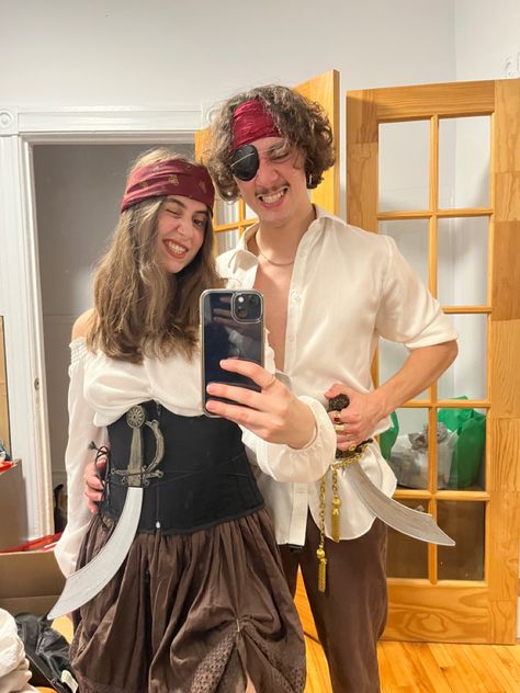 #couplehalloweencostumes #halloweencostume #couplescostume Pirates Couples Costume, Couples Pirate Costume Halloween, Diy Pirate Costume For Men, Guy Pirate Costume, Couple Pirate Costume Halloween, Pirate Halloween Costumes Couples, Couples Pirate Costume, Cosmic Costume, Pirate Costume Couple