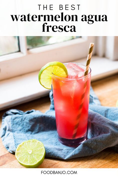 Learn how to make this refreshing summertime watermelon agua fresca! This recipe is so easy, and you can easily add cucumber, strawberry, or even your favorite alcohol! #aguafresca #watermelon Homemade Agua Fresca, Alcohol Watermelon, Watermelon Aqua Fresca, Cucumber Agua Fresca, Watermelon Agua Fresca, Aqua Fresca, Nonalcoholic Drink, Yummy Summer Drinks, Watermelon Drink