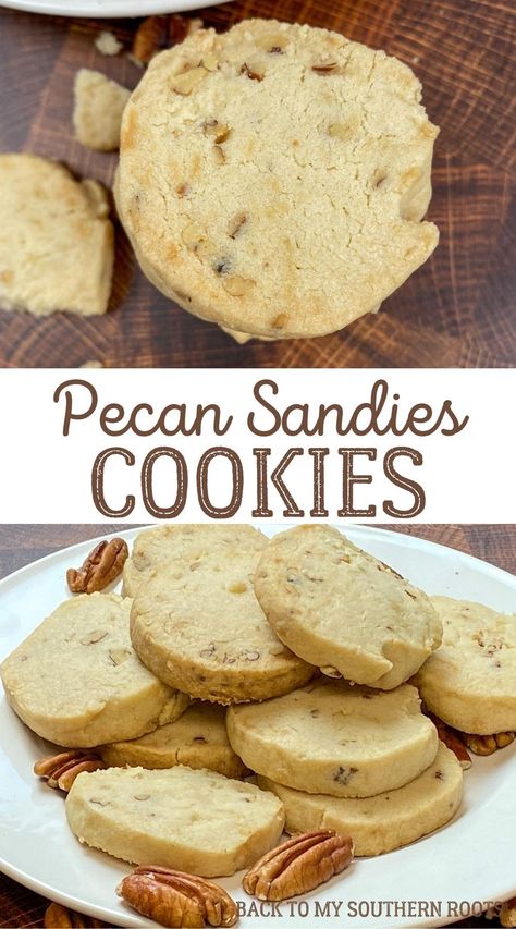 Pecan sandies are a buttery and delicious cookie that is perfect for potlucks, holidays, and sharing with the family. Pecan Sandies Recipe, Pecan Sandie, Pecan Sandies Cookies, Sandies Cookies, Sandies Recipe, Adorable Desserts, Lemon Bar Cookies, Peanut Butter Swirl Brownies, Pecan Sandies