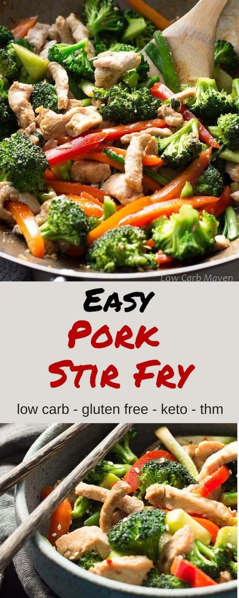 Stir Fry Low Carb, Pork Stir Fry Recipes, Healthy Recipes Easy, Low Carb Pork, Low Carb Maven, Healthy Pork, Low Calorie Cooking, Recipes Easy Dinner, Mapo Tofu