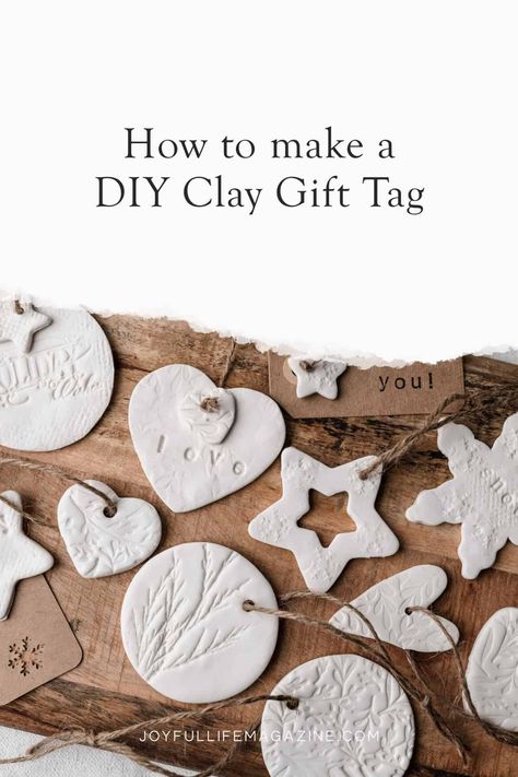 How To Make Clay Gift Tags, Clay Gift Tags Diy, Clay Gift Tags Christmas, Air Dry Clay Ideas Christmas Gift Tags, Gift Tags Diy Handmade Christmas, Salt Dough Gift Tags, Clay Name Tags Christmas, Salt Dough Name Tags, Polymer Clay Gift Tags