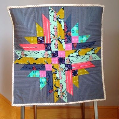 Astrodelic mini quilt with cotton + steel fabric. Link to free pattern in blog Astrodelic Quilt Pattern, Astrodelic Quilt, Winter Semester, Feather Quilt, Sewing And Quilting, Phd Student, Tree Quilt, White Tote Bag, Quilting Inspiration