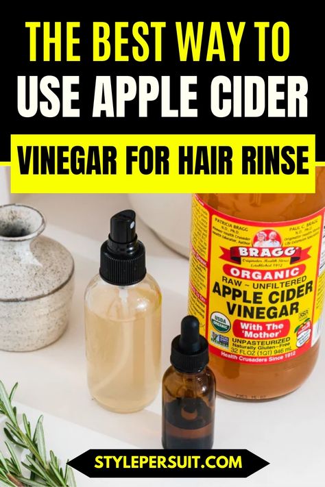 How to Use Apple Cider Vinegar for Hair Rinse Apple Cider Vinegar For Hair Rinse, Is Apple Cider Vinegar Good For Hair, Homemade Acv Hair Rinse, Apple Cider Vinegar Wash, Apple Cider Hair Rinse Diy, Diy Apple Cider Vinegar Hair Rinse, Apple Cider Hair Rinse, Apple Cider Vinegar Cleaning, Vinegar Hair Rinse Recipe