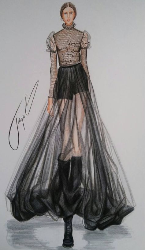 Valentino Fashion Illustration, Fashion Inspired By Art, Fashion Illustration Styles, Fashion Design Sketches Dresses, Sketch Dress, Fashion Design Inspiration, Croquis Fashion, Fashion Model Sketch, Fashion Figure Drawing