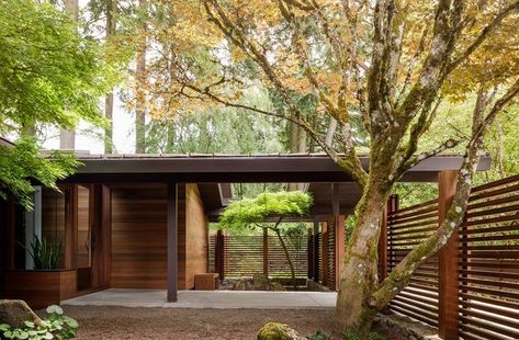 7 Jaw-Dropping Midcentury Modern Exteriors Mid Century Modern Adu, Midcentury Modern Exterior, Jessica Helgerson Interior Design, Jessica Helgerson, Portland House, Contemporary Houses, Mid Century Exterior, Terrace Ideas, Front Fence