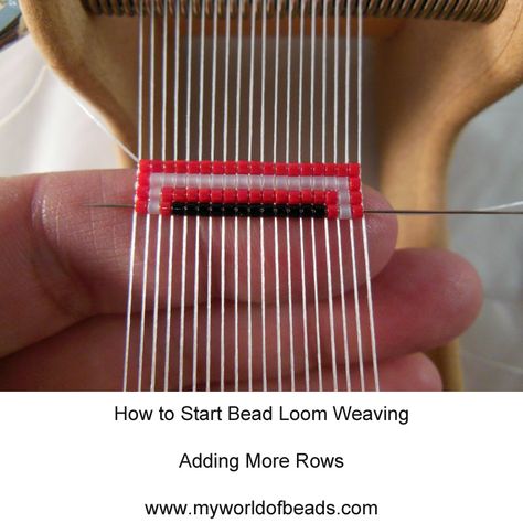 How to start a bead loom project - My World of Beads How To Start Loom Beading, Bead Loom Ending, Upright Beading Loom, Diy Beading Loom Frame How To Make, Bead Loom Patterns 7 Rows, Seed Bead Bracelets Tutorials, Warp And Weft, Beading Loom, Beaded Bracelets Tutorial