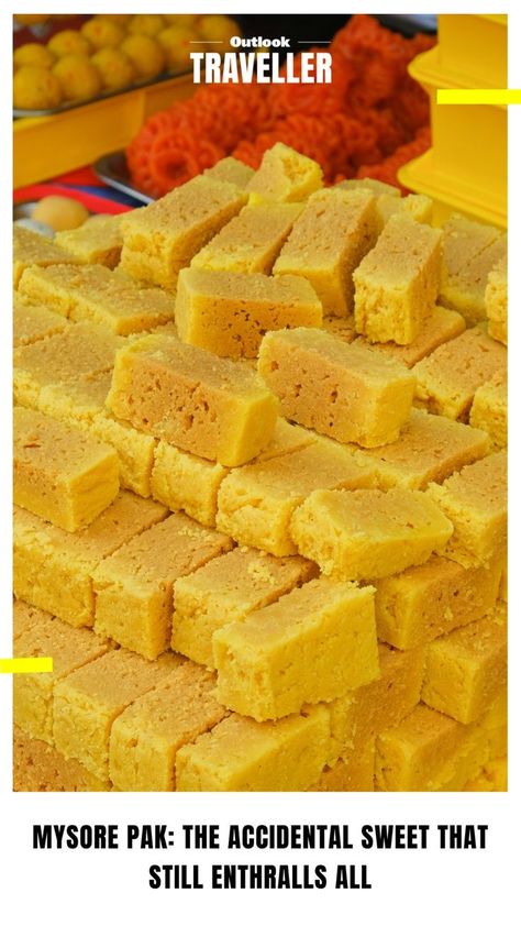 #OutlookTraveller #Mysore #Karnataka #FoodandDrink #TraditionalFoods #History #Heritage #Travel Mysore Pak, Royal Kitchen, Sweet Meat, Gram Flour, Signature Dishes, Mysore, Something Sweet, Food Guide, Original Recipe