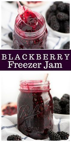 Blackberry Freezer Jam recipe from RecipeGirl.com Blackberry Freezer Jam Recipe, Blackberry Freezer Jam, Easy Jam Recipe, Freezer Jam Recipes, Easy Jam, Blackberry Recipes, Jam Recipes Homemade, Canning Jam, Freezer Jam