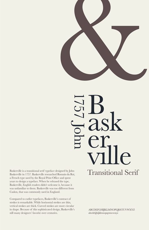 Architect Typography, Typographic Poster Design Layout, Baskerville Typography, Baskerville Poster, Type Layout Design, Type Specimen Poster, Typography Book Layout, Specimen Poster, Typeface Poster