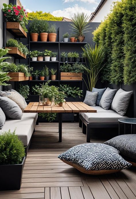 Small Square Landscaping Ideas, Outdoor Plant Garden, Small Green Backyard, Small Outside Space Ideas, Small Outdoor Corner Ideas, Outdoor Living Inspiration, Small Townhouse Garden Ideas, Cute Small Garden Ideas, Compact Garden Ideas