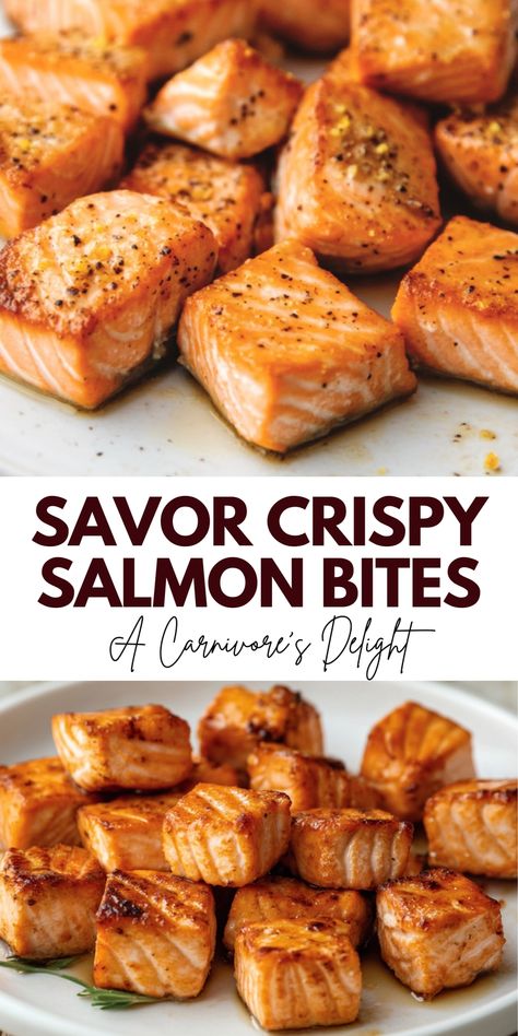 Diced Salmon Recipes, Meal Prep For Carnivore Diet, Meat Only Recipes, Carnorvor Diet Recipes, Carnivore Lunch Box Ideas, Carnivore Salmon Recipe, Carnivor Diet Meals, Animal Diet Recipes, Salmon Cubes Recipe