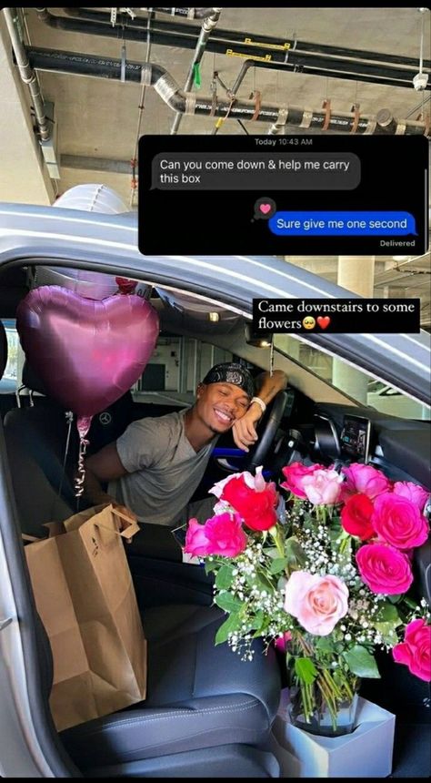 Couple Flowers Relationship Goals, Pics With Bae Aesthetic, Black Couple Moving In Together, Flowers For My Girlfriend, Bae Couple Goals, Black Couple Flowers, Black Romantic Aesthetic, Getting Spoiled By Your Man, Birthday Pictures With Boyfriend