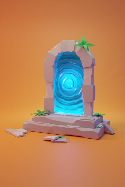 #stylized #stone #rock #portal #warp #dimension #3d #3dart #3dartwok #3dimage #3drender #3dblender #3dblenderrender #blender Blender Reference Images, Portal Concept Art, Dimension Art, Game Portal, Portal Game, Underwater City, 2d Game Art, 3d Concept, Game Props