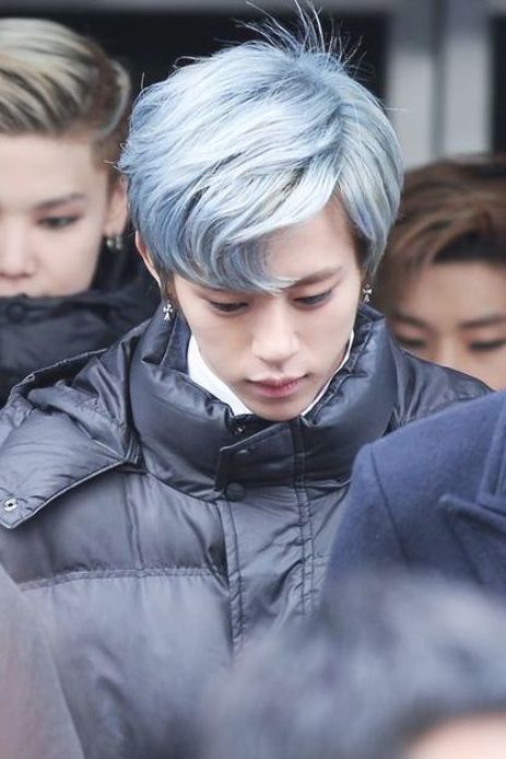 Brown Hair Kpop, Silver Blue Hair, Mens Blue Hair, Kpop Hair Color, Bap Daehyun, Pastel Blue Hair, B A P Daehyun, Hair Color Asian, Mens Hair Colour