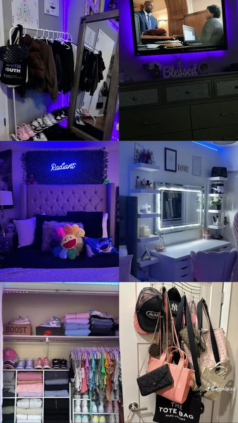 Room Ideas Luxury, Baddie Bedroom Ideas Black, Baddie Room Ideas Aesthetic Black, Room Ideas With Desk, Redecorate Bedroom Ideas, Kaws Bedroom Decor, Content Creator Room Ideas, Bedroom Decor Black Women, Apartment Set Up Ideas