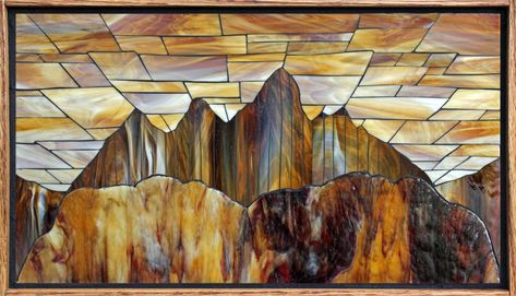 Landscape Mosaic, Mountain Scenes, Stained Glass Mosaic Art, Stained Glass Patterns Free, Mosaic Frame, Mosaic Art Projects, Mosaic Stained, Glass Mosaic Art, Mosaic House