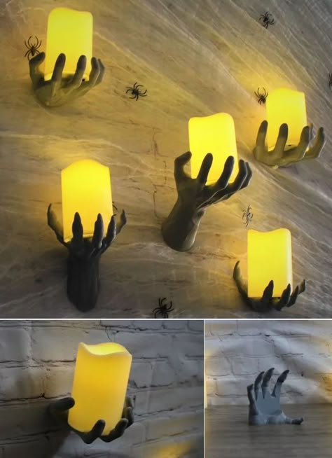 Wall-mounted hand candle holders may look terrifying at the first sight. This is a picture perfect item for your Halloween celebration. The spooky candle holder is made of PLA plastic and de from 3D printing technology. Spooky 3d Print, 3d Print Halloween Decoration, Witchy 3d Prints, 3d Printed Halloween Decorations, 3d Printing Ideas Halloween, 3 D Printer Projects Ideas, Halloween 3d Print, Halloween 3d Printing, Halloween Decorations House