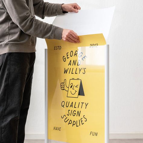 Meet James Denton, co-founder of GoodFor – George and Willy Phone Booth Sign Art, Table Sign Retail, Store Product Signs, Retail Signage Design, Small Business Signage, A Board Signage, Window Signage Design, Acrylic Menu Board, Brand Poster