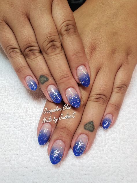 Royal Blue Ombre Nails, Wedding Gel Nails, Extra Wedding, Dance Nails, Blue And Silver Nails, Blue Ombre Nails, Royal Blue Nails, Blue Glitter Nails, Prom 2022