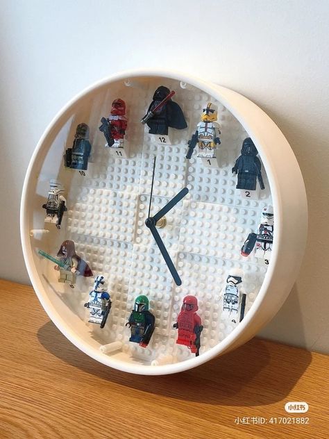 Lego Pictures Art, Lego Themed Bedroom, Lego Clock, Diy Lego Wall, Lego Frame, Lego Wall, Diy Lego, Handmade Wall Clocks, Lego Pictures