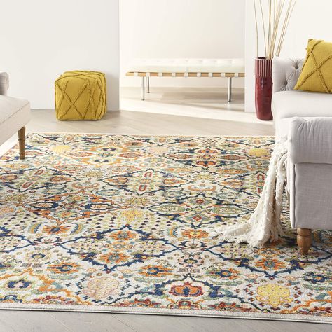 PRICES MAY VARY. Warm and colorful floral quatrefoil area rug brings a relaxed bohemian vibe Machine made of low profile, easy to clean polypropylene fibers Durable design is ideal for living room, bedroom, or dining room Due to the detailed construction of our rugs, both handmade and machine-made, sizes may vary by up to three inches in width or length OEKO-TEX Certified Area Rug Pad, Carpet Stair Treads, Nourison Rugs, Quatrefoil Pattern, Vibrant Rugs, Orange Area Rug, Carpet Stairs, Dining Room Kitchen, Living Room Dining Room