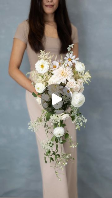 How To Make Cascading Wedding Bouquets, Small Cascading Wedding Bouquets, How To Make Bouquet, Waterfall Bouquet Wedding, Bouquet Step By Step, Focal Flowers, Cascading Bouquet, Cascading Bridal Bouquets, Cascading Wedding Bouquets