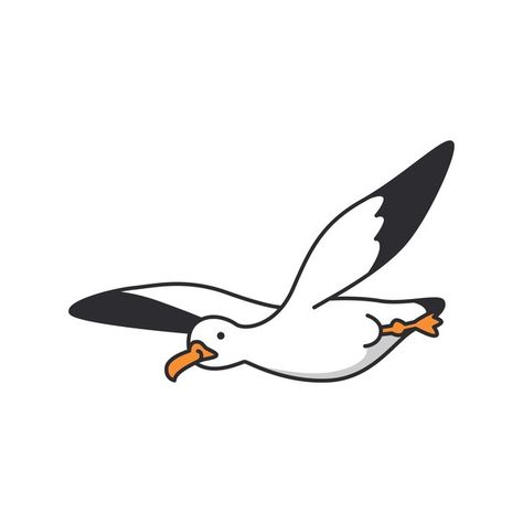 Vector cute cartoon seagull vector illus... | Premium Vector #Freepik #vector Seagull Drawing Cartoon, Cartoon Seagull, Seagull Drawing, Seagull Illustration, Vbs Decorations, Seagulls Flying, Cartoon Ships, Graphic Design Books, Sculpture Ideas