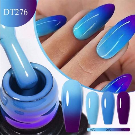 Super Cute And Stylish Ships In 5-10 Business Days 7ml Y2k Aesthetic Thermal Gel Nail Polish Blue Purple 3 Layers Temperature Color Gradation Changing Gel Varnish Semi Permanent Soak Off Uv Led Nail Art Manicures Nail Design Decoration Gift Thermal Nails, Natural Nail Art, Color Changing Nails, Manicure Nail Designs, Semi Permanente, Manicure Gel, Bright Nails, Gel Nail Art, Gel Manicure