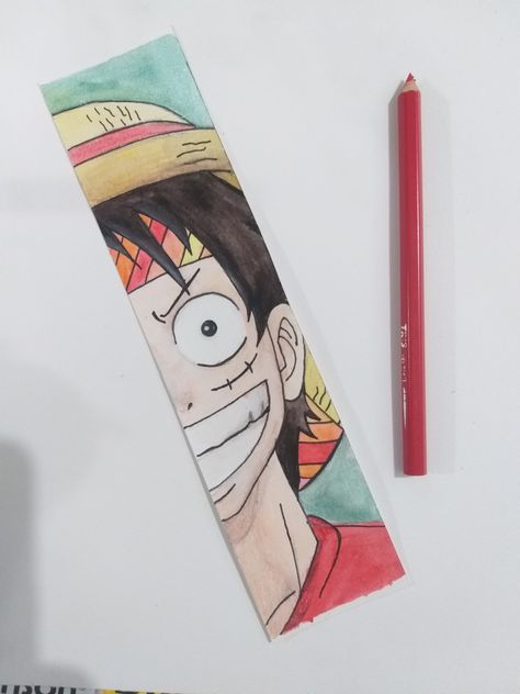 One Piece Bookmarks Ideas, Luffy Bookmark, One Piece Bookmark, Anime Bookmarks Ideas, Book Marks Design Ideas, Anime Bookmarks, Naruto Drawings Easy, Neon Sculpture, Handmade Bookmarks Diy