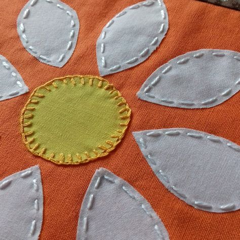 I used to struggle with applique; I’d be holding and pinning tiny shapes to fabric and trying to stitch them in place with great frustration. Then I discovered the secret element of using an … How To Sew Applique By Hand, Applique Ideas, Mushroom Applique Pattern, How To Apply Applique To Fabric, Applique Hand Stiches, Applique Sunflower Pattern, Fabric Applique C&t Publishing, Daisy Pillows, Sewing Challenge