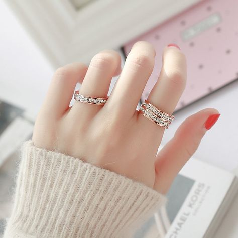 Cold wind Korean version index finger titanium steel ring female ins tide does not fade net red simple fashion personality diamond ring Ring Aesthetic Vintage, Silver Ring Aesthetic, Rings Aesthetic Silver, Cute Promise Rings, Ring Aesthetic, Rings Aesthetic, Aesthetic Rings, Jewelry Set Design, Korean Jewelry