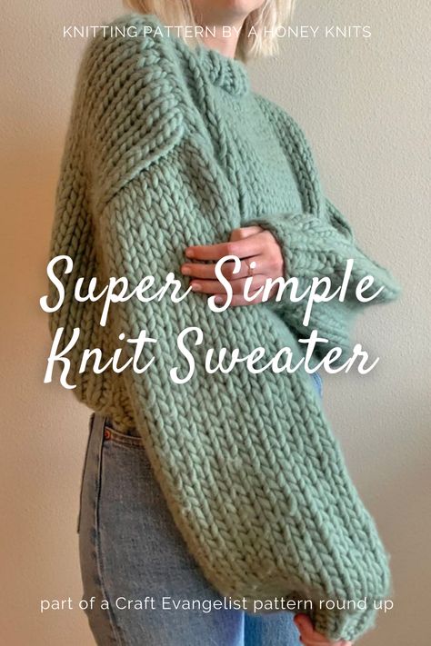 Knitting Simple Sweater, Knitting Chunky Sweater, Easy Knit Jumper, Super Bulky Knit Sweater Pattern, Chunky Knit Jumper Pattern Free, Chunky Sweater Knit, Chunky Jumper Knitting Pattern Free, Chunky Jumper Knitting Pattern, Knit Chunky Sweater Pattern