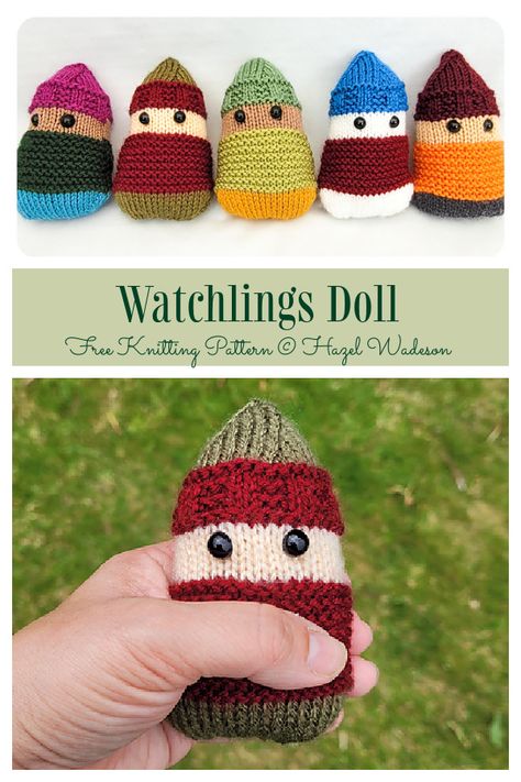 Watchlings Doll Free Knitting Pattern - Knitting Pattern Simple Knitted Dolls, Crochet Comfort Dolls Free Pattern, Charity Knitting Patterns Free Uk, Miniature Knitting Patterns Free, Small Knitting Projects Free, Knit Toys Free Pattern Stuffed Animals, Knitting Toys Easy, Goose Crochet Pattern, Crochet Goose Pattern