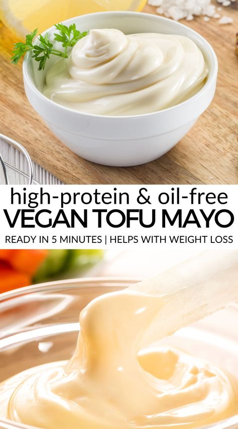 Vegan Tofu Mayonnaise Tofu Mayonnaise, Vegan Mayonnaise Recipe, Tofu Mayo, Vegan Tuna, Chickpea Tuna, Vegan Spread, Low Calorie Vegan, Vegan Sandwiches, Mayo Recipe