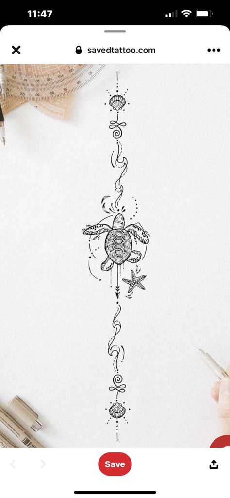 Sea Turtle Spine Tattoo, Spin Tattoos For Women, Tatted Quotes, Girl Spine Tattoos, Spinal Tattoo, Tattoo For Son, Spine Tattoos For Women, Tattoos For Black Skin, Spiritual Tattoos