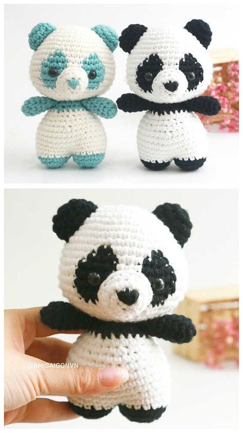 Amigurumi Panda Free Pattern, Crochet Panda Pattern Free Amigurumi, Crochet Panda Pattern Free, Crochet Stuffed Animals Free Patterns, Panda Amigurumi Free Pattern, Panda Crochet Pattern, Knitting Needle Storage, Bored Board, Knitted Teddy Bear