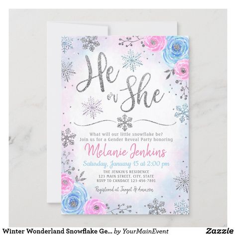 Snowflake Gender Reveal, Snowflake Invitations, Snowflake Baby Shower, Winter Wonderland Baby Shower, Woodland Baby Shower Invitations, Floral Baby Shower Invitations, Virtual Baby Shower, Gender Reveal Invitations, Baby Shower Winter