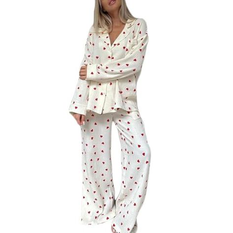 Long Pajama Pants, Night Suit For Women, Womens Loungewear Sets, Womens Pajama, Cotton Pajamas Women, Womens Pajamas Pants, Cute Heart, Womens Pyjama Sets, Womens Long Sleeve Shirts