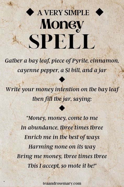 2 Easy Money Spells That WORK + Money Spell Troubleshooting Money Spray Spell, Money Spell Incantation, Money Attraction Spell Jar, Money Bowl Spell Chant, Bring Money To Me Spell, Money Spell Herbs, Money Blockage Spell, Money Money Come To Me Spell, Money Spells That Work Fast Candle