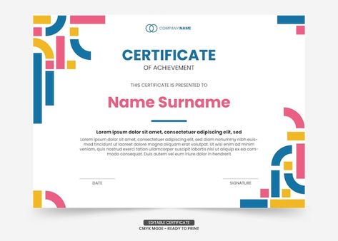 Certificate Design Inspiration, Certificate Layout, Certificate Border, Free Certificate Templates, Editable Certificates, Certificate Design Template, Simple Borders, Certificates Online, Certificate Of Achievement