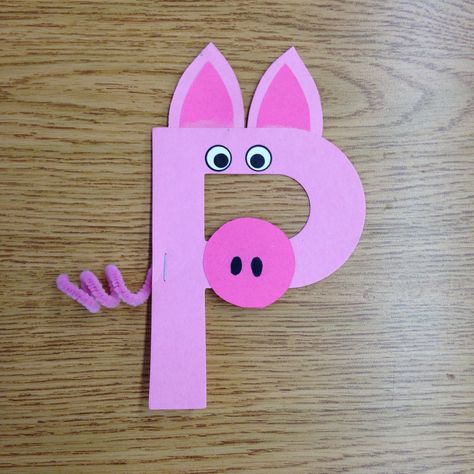 P is for pig craft Letter P Crafts, Preschool Letter Crafts, Alphabet Crafts Preschool, Abc Crafts, Alphabet Letter Crafts, Pig Crafts, Preschool Projects, Alfabet Letters, Alphabet Crafts