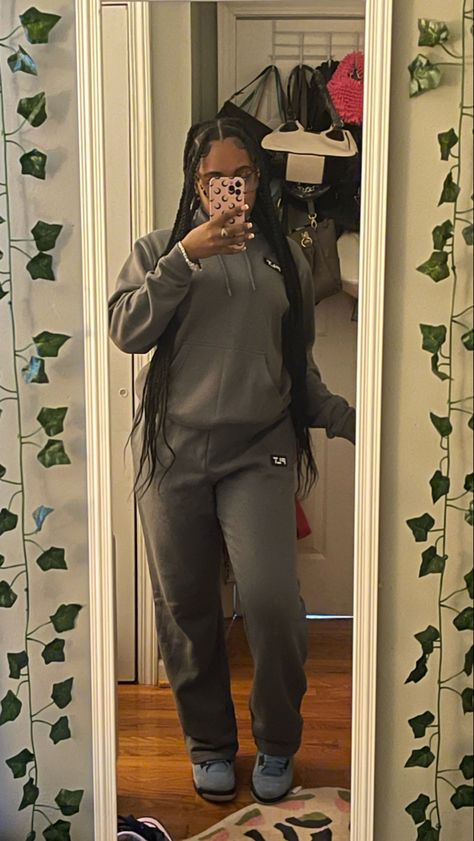 Plt Grey Tracksuit, Plt Hoodie Outfit, Plt Tracksuit Outfit Ideas, Essentials Hoodie Outfit Black Women, Plt Sweatsuit Outfit, University 4s Outfit, Pretty Little Thing Sweatpants Outfit, Pretty Little Thing Outfits Sweatpants, Plt Outfit Ideas Black Women